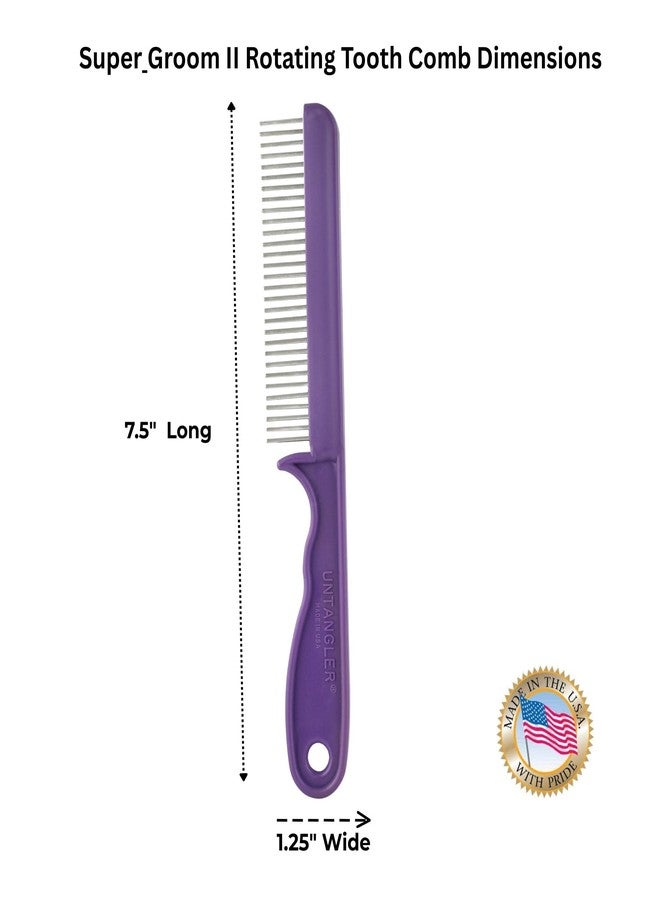 Untangler Super-Groom Combs with Smooth Rotating Teeth for Painless Mat Removal (Royal Purple, 30 Fine-Spaced teeth) - Image 3